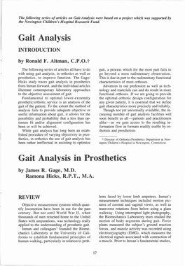 Gait Analysis in Prosthetics by James R