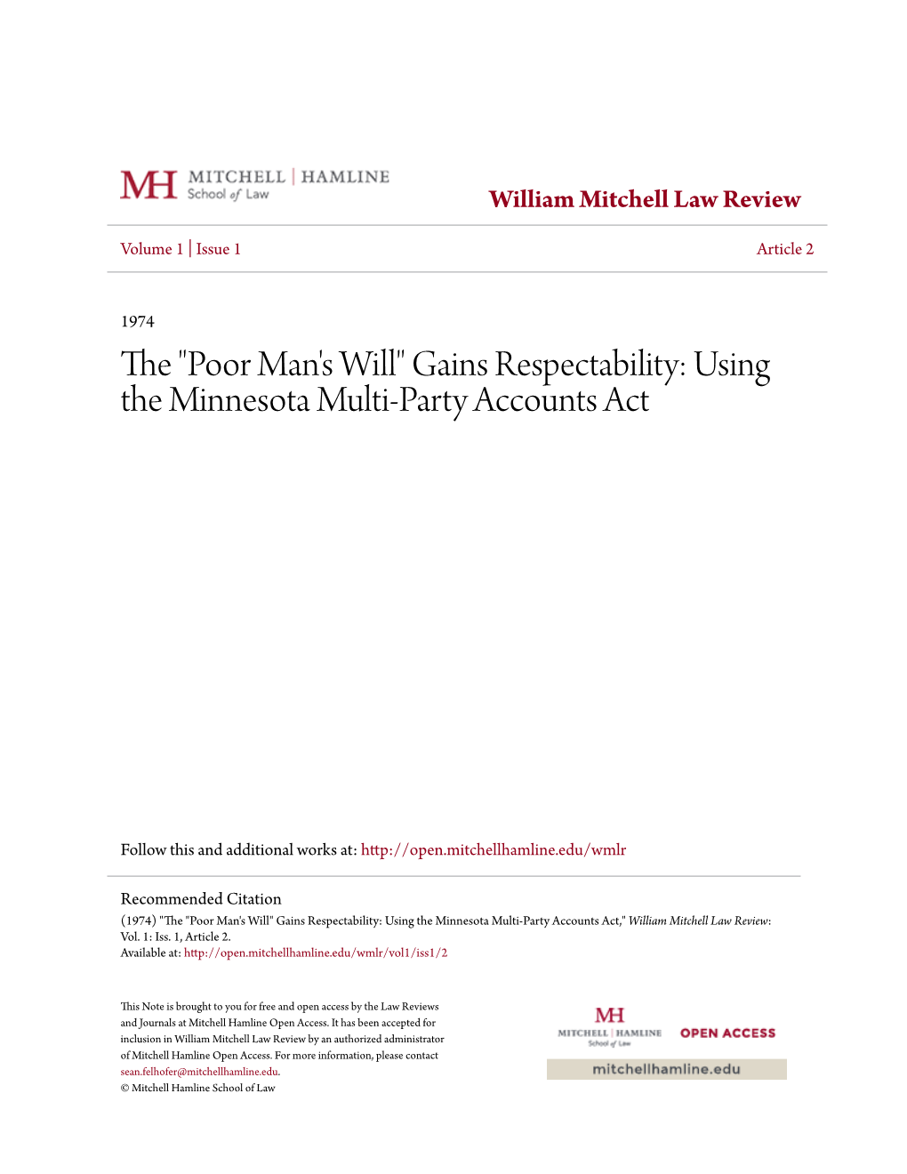 Gains Respectability: Using the Minnesota Multi-Party Accounts Act