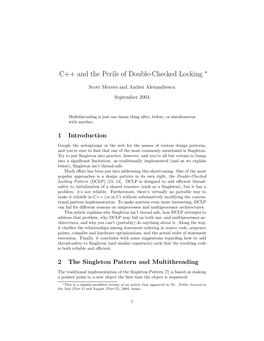 C++ and the Perils of Double-Checked Locking ∗