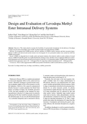 Design and Evaluation of Levodopa Methyl Ester Intranasal Delivery Systems