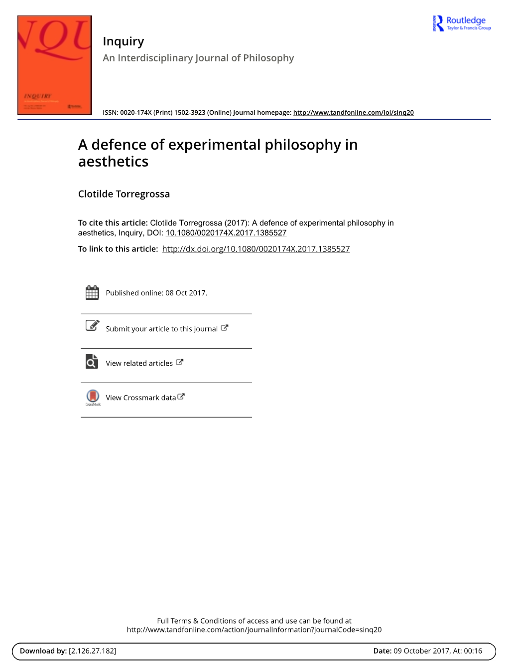 A Defence of Experimental Philosophy in Aesthetics