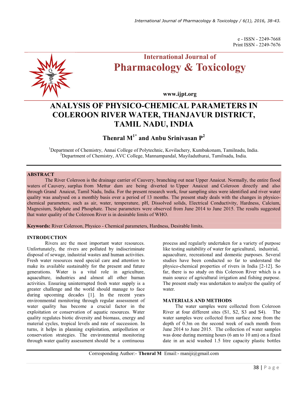 Pharmacology & Toxicology