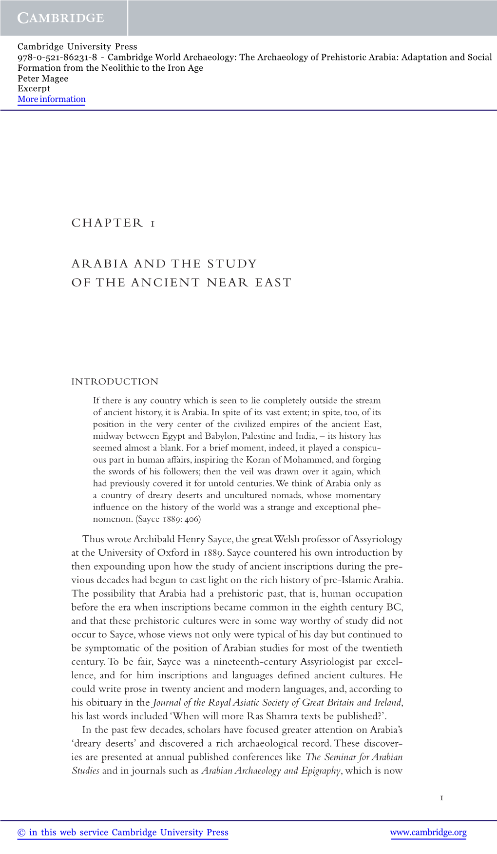 Chapter 1 Arabia and the Study of the Ancient Near