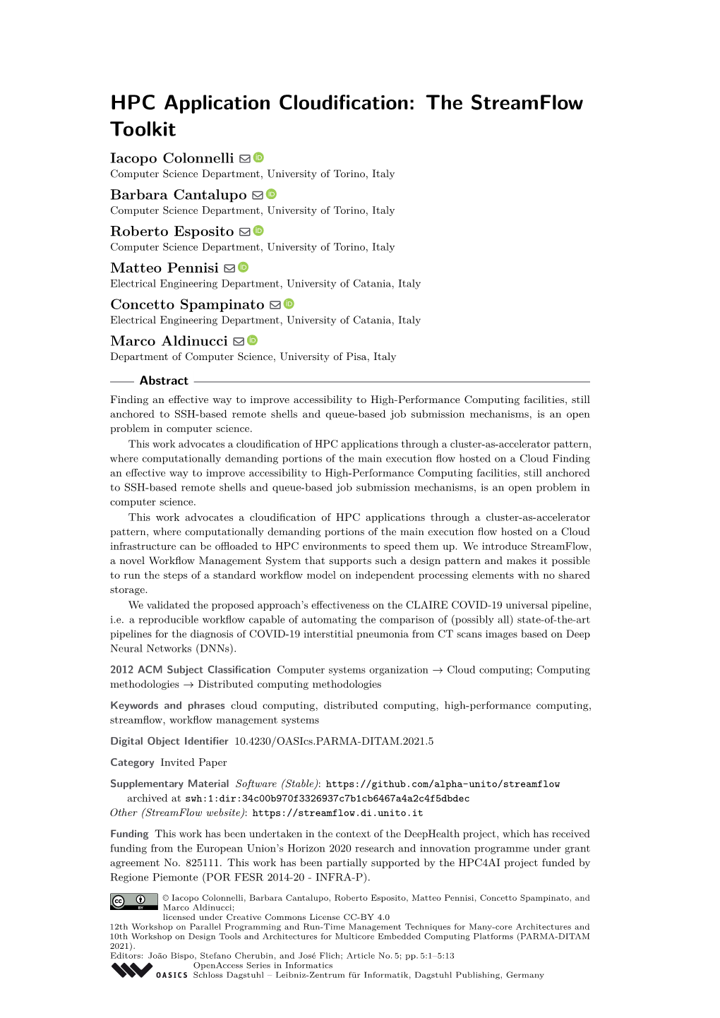 HPC Application Cloudification: the Streamflow Toolkit