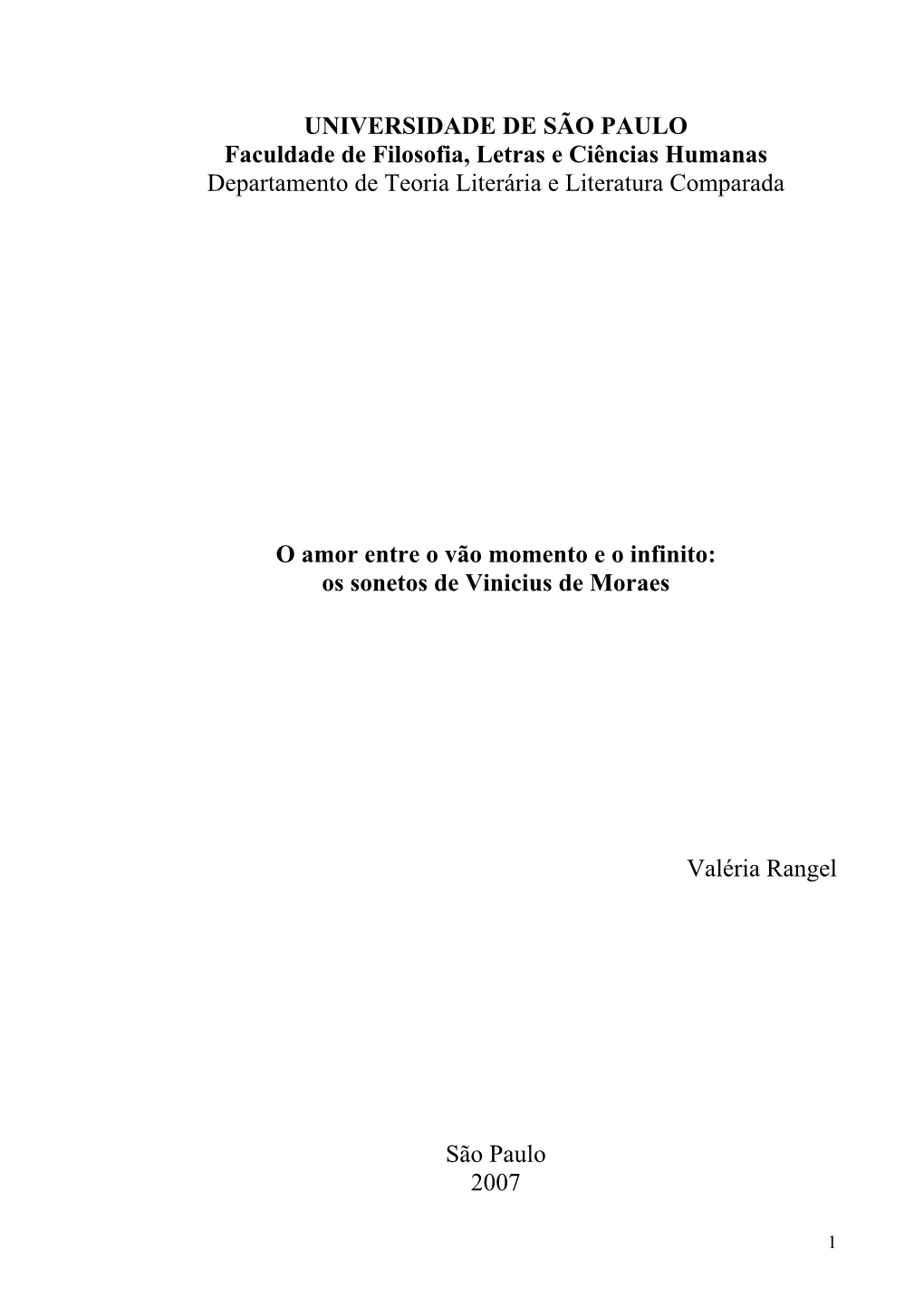 Os Sonetos De Vinicius De Moraes