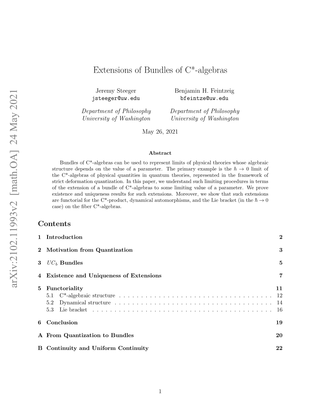 Extensions of Bundles of C*-Algebras Are Functo- Rial