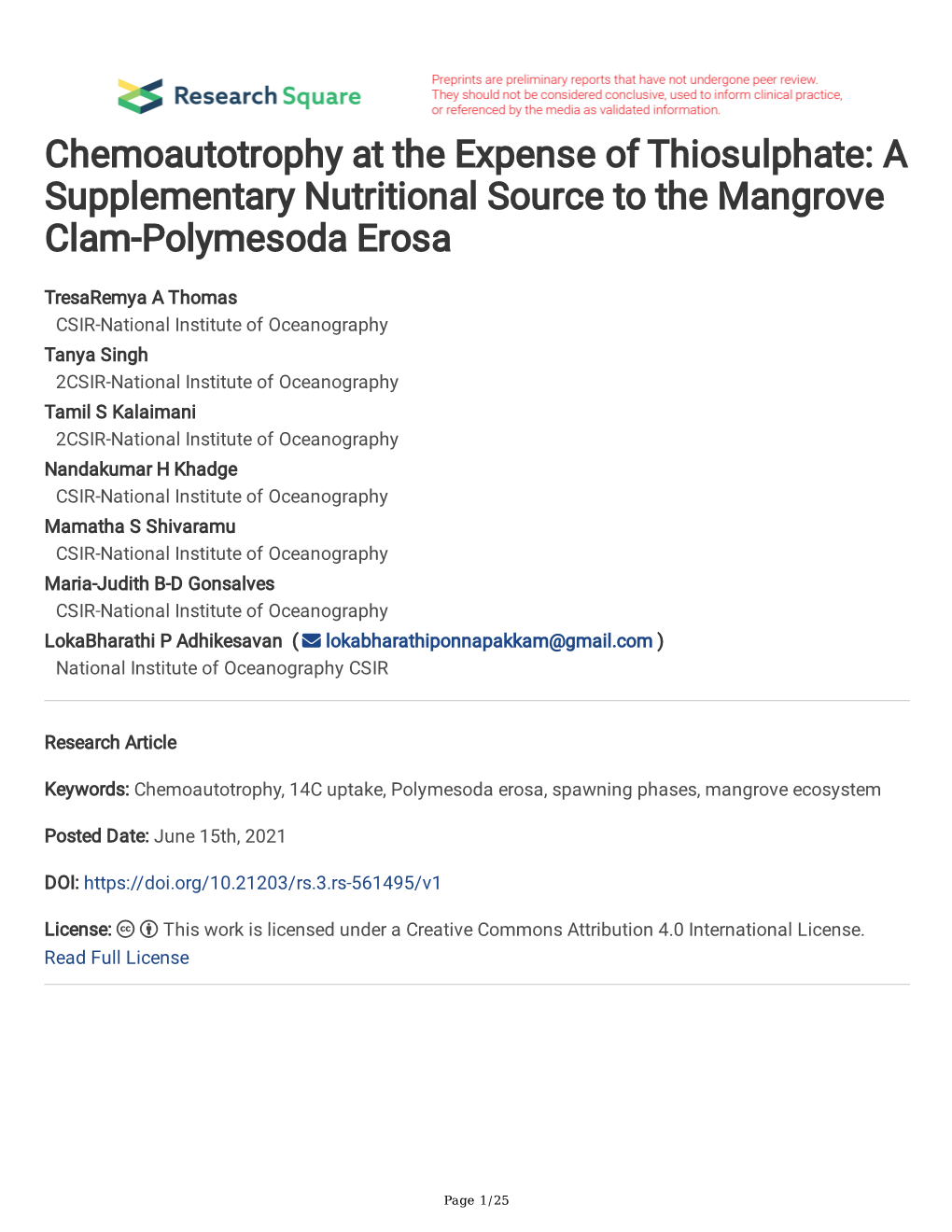 A Supplementary Nutritional Source to the Mangrove Clam-Polymesoda Erosa