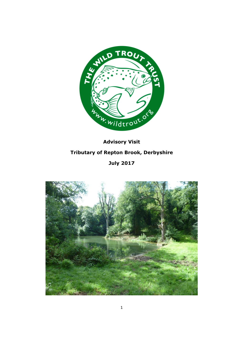Advisory Visit Tributary of Repton Brook, Derbyshire July 2017
