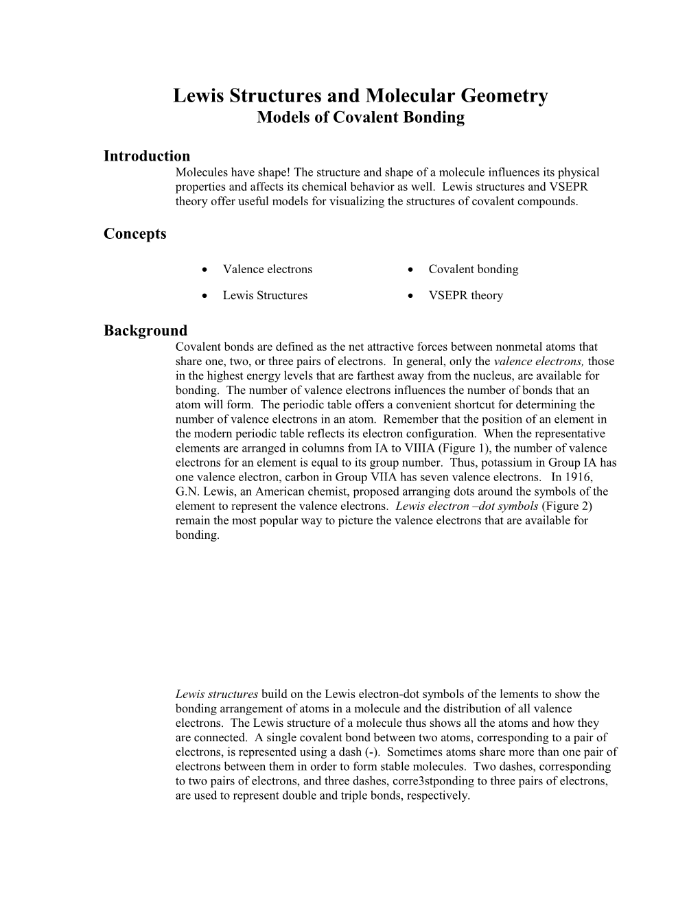 Lewis Structures and Molecular Geometry