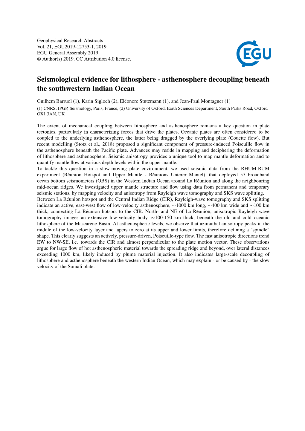 Seismological Evidence for Lithosphere - Asthenosphere Decoupling Beneath the Southwestern Indian Ocean