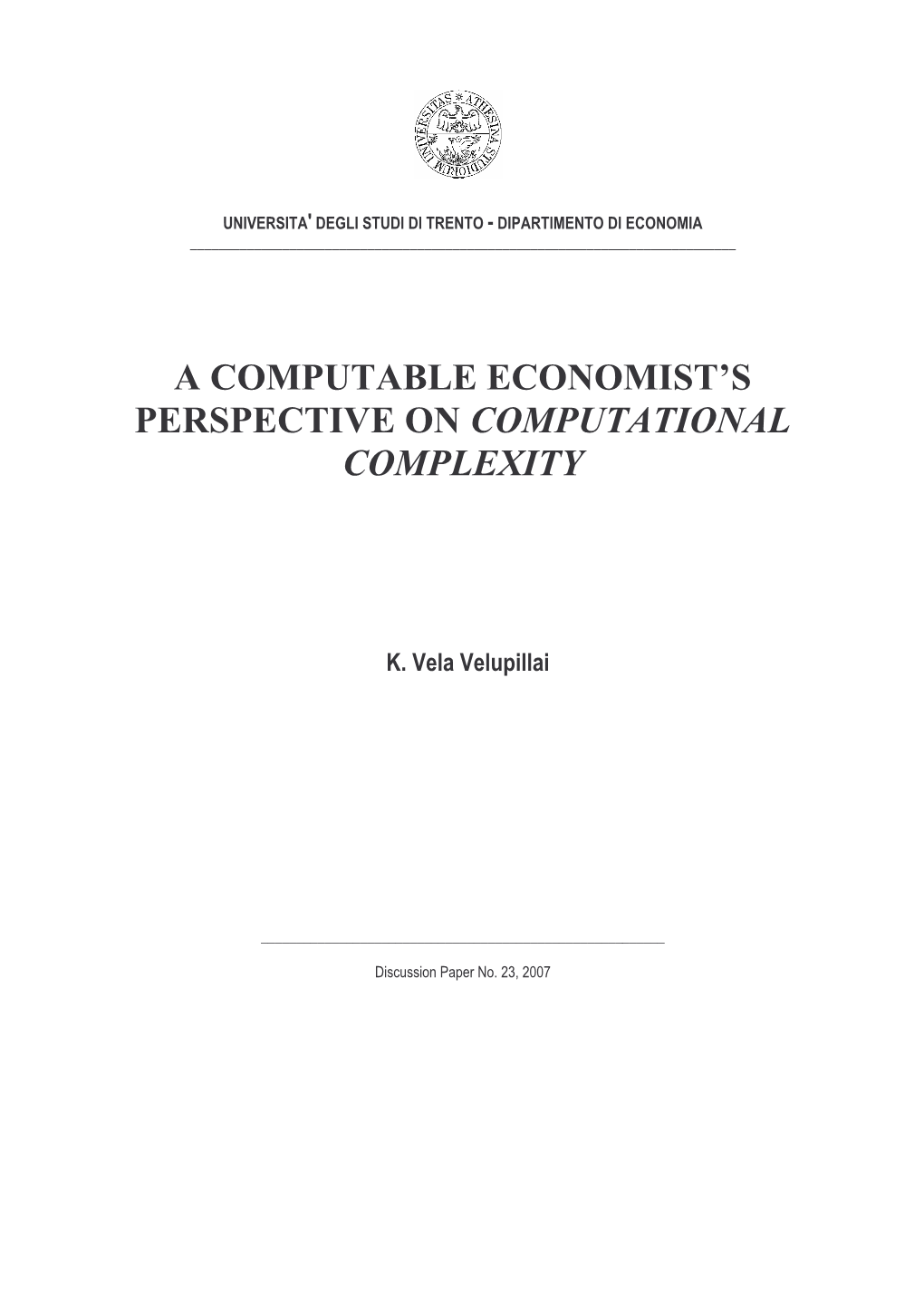 A Computable Economist's Perspective