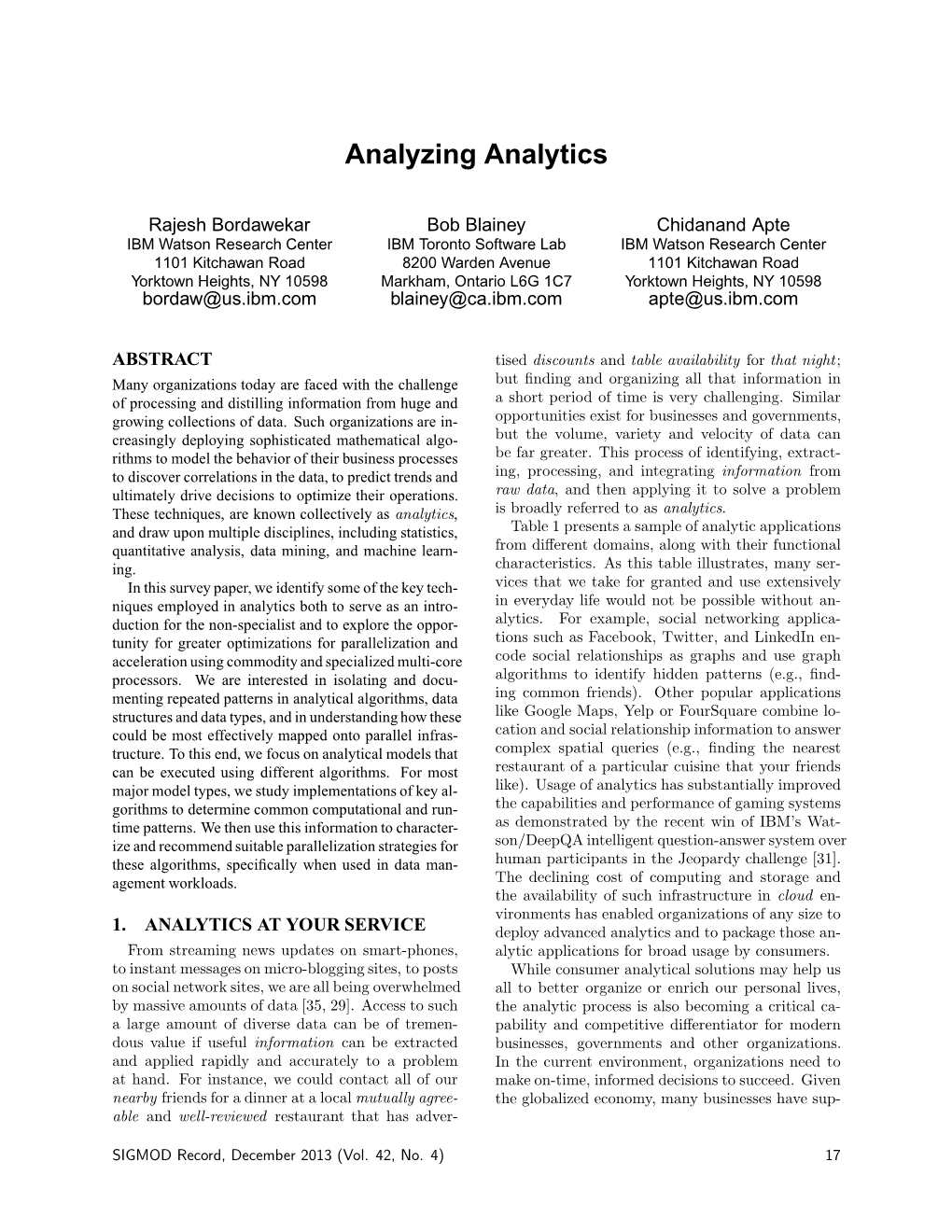Analyzing Analytics