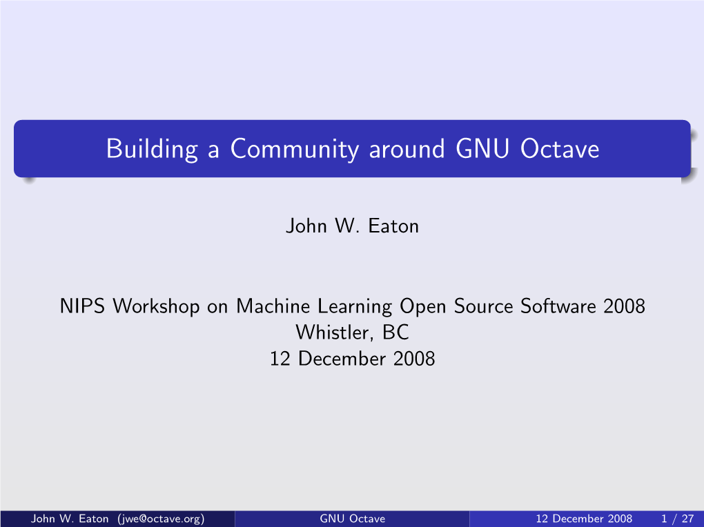Building a Community Around GNU Octave