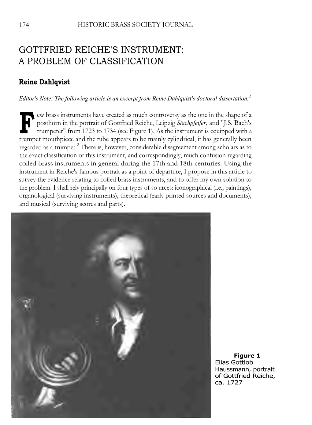 Gottfried Reiche's Instrument: a Problem of Classification
