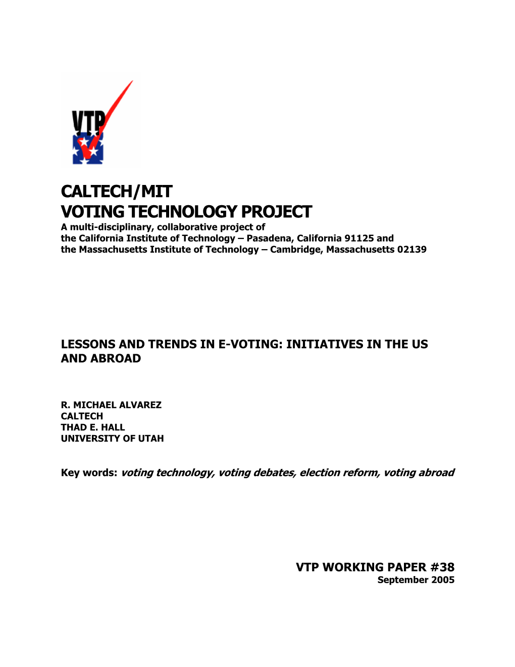 Caltech/Mit Voting Technology Project