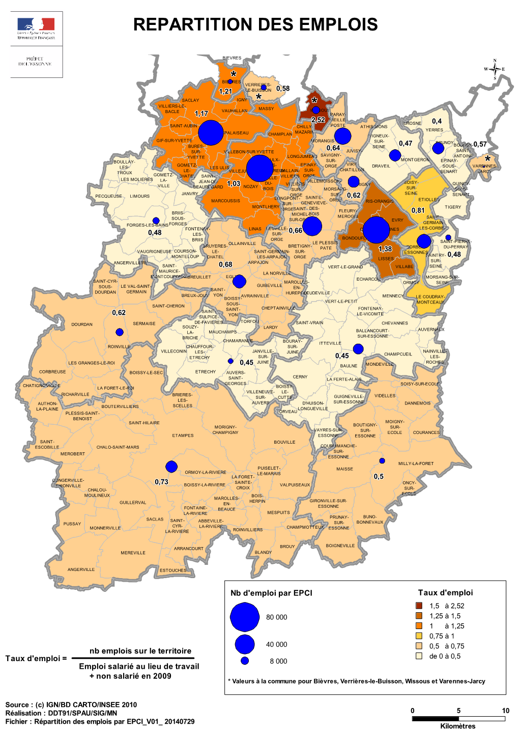 Répartition Des Emplois Par EPCI V01 20140729 Kilomètres