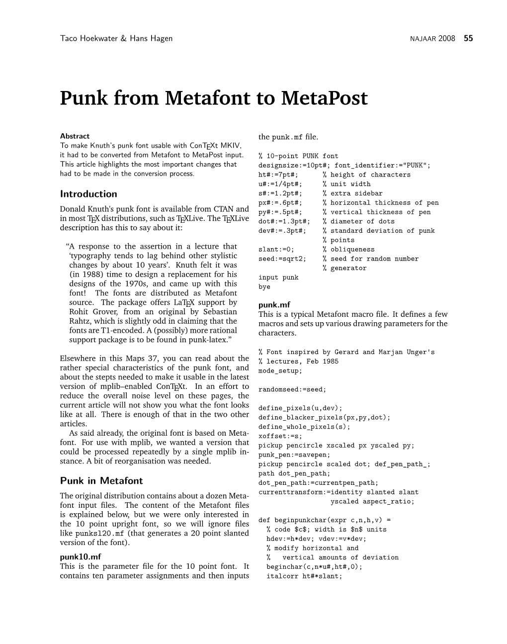 Punk from Metafont to Metapost