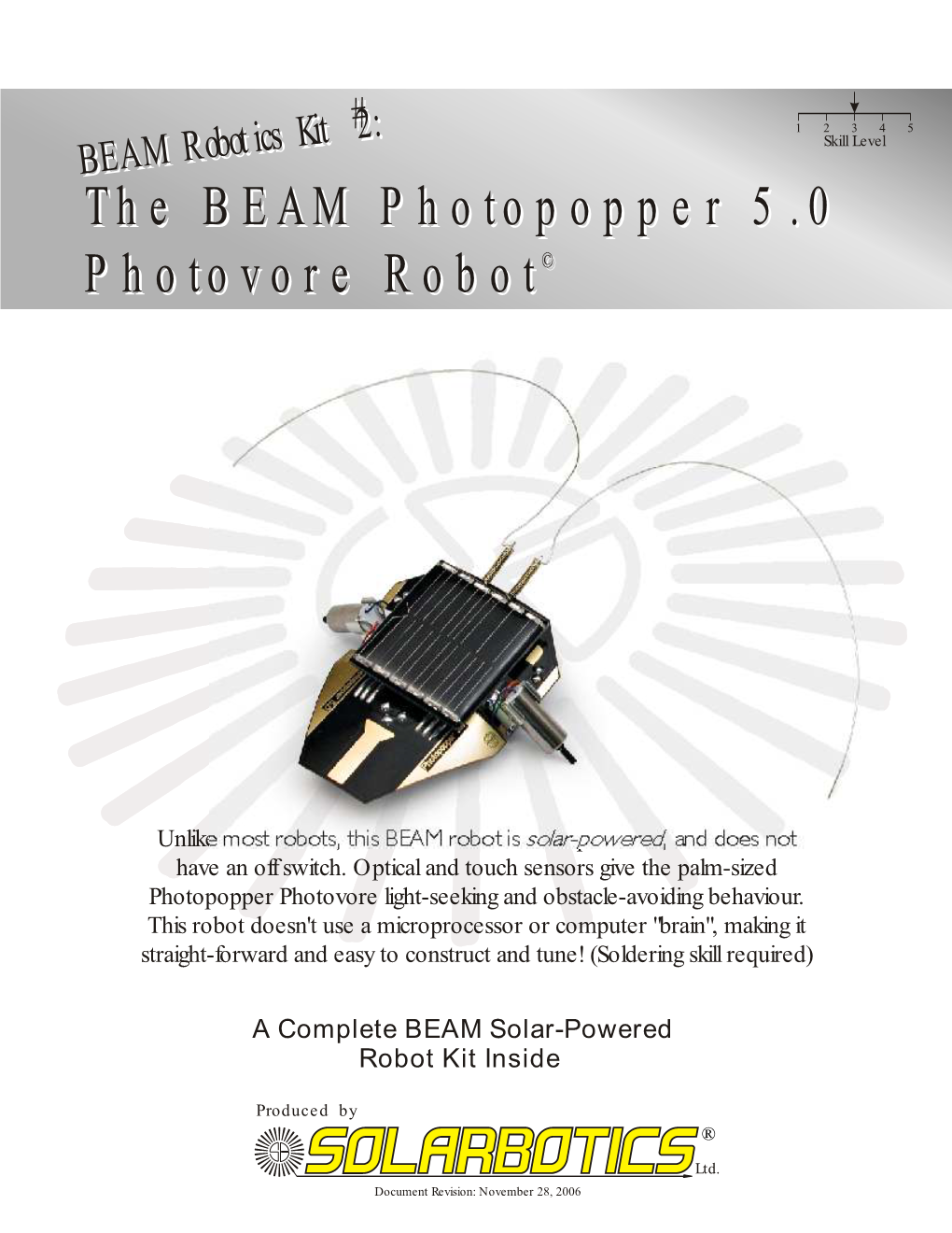 A Complete BEAM Solar-Powered Robot Kit Inside