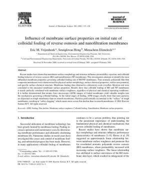 Influence of Membrane Surface Properties on Initial Rate of Colloidal