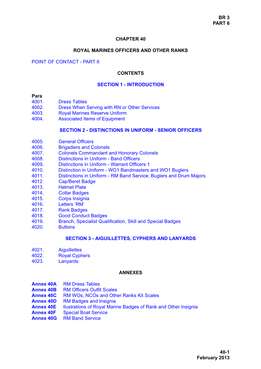 Dress Regulations RM Officers and Other Ranks Feb 2013