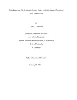 Prison Leadership: the Relationship Between Warden Leadership Style and Correctional