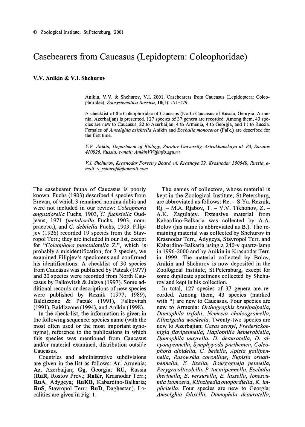 Casebearers from Caucasus (Lepidoptera: Coleophoridae)