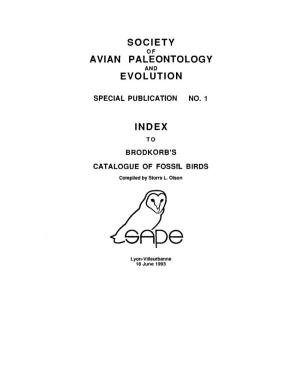 Society Avian Paleontology Evolution Index