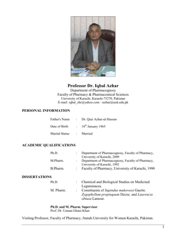 Professor Dr. Iqbal Azhar