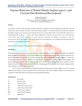 Fracture Behaviour of Walnut Particle (Juglans Regia L.) and Coconut Fibre Reinforced Biocomposite