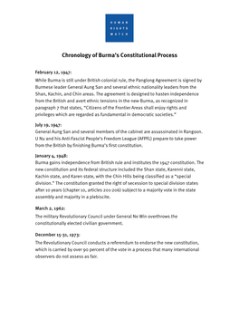 Chronology of Burma's Constitutional Process