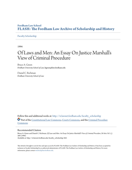 An Essay on Justice Marshall's View of Criminal Procedure Bruce A