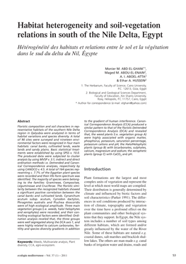 Habitat Heterogeneity and Soil-Vegetation Relations in South Of