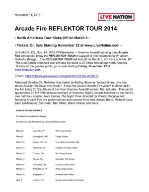 Arcade Fire REFLEKTOR TOUR 2014