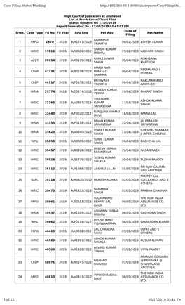 Case Filing Status Marking