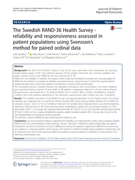 The Swedish RAND-36 Health Survey