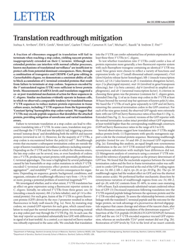 Translation Readthrough Mitigation Joshua A