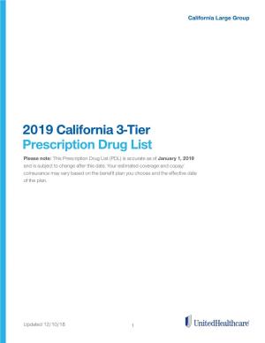 2019 California 3-Tier Prescription Drug List