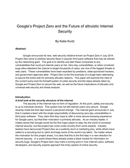 Google's Project Zero and the Future of Altruistic Internet Security