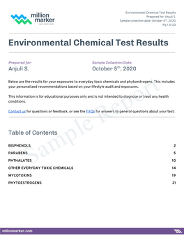 Environmental Chemical Test Results Prepared For: Anjuli S
