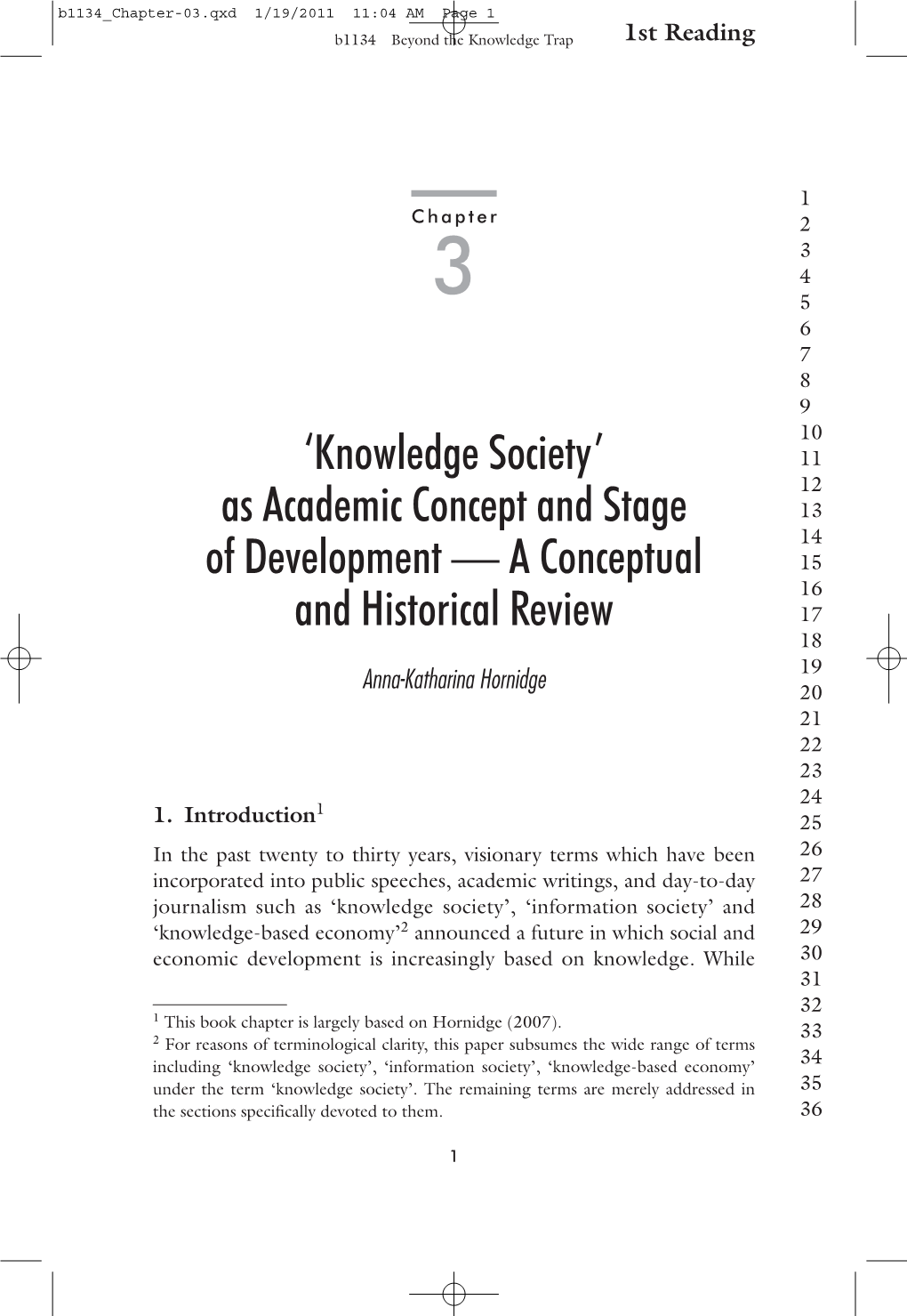 'Knowledge Society' As Academic Concept and Stage of Development — a Conceptual and Historical Review