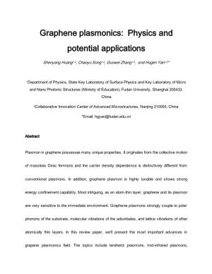 Graphene Plasmonics: Physics and Potential Applications