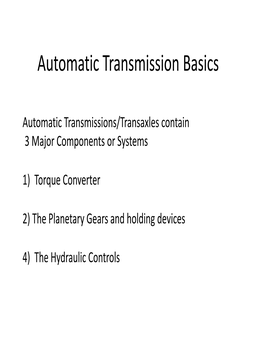 Automatic Transmission Basics