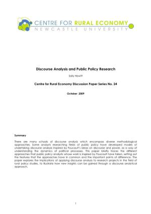 Discourse Analysis and Public Policy Research