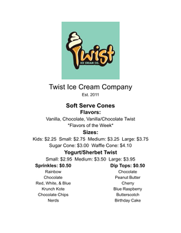 Twist Ice Cream Company Est