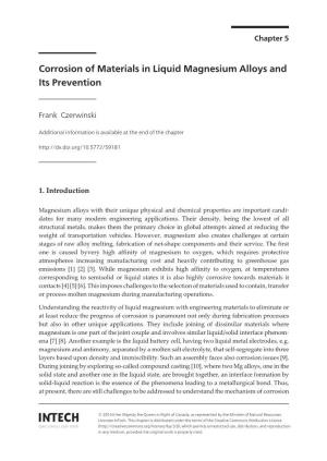 Corrosion of Materials in Liquid Magnesium Alloys and Its Prevention