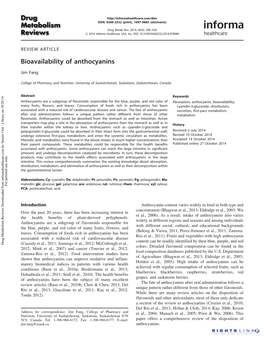 Bioavailability of Anthocyanins