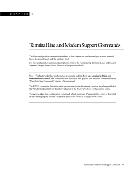 Terminal Line and Modem Support Commands