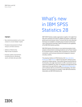 What's New in IBM SPSS Statistics 28