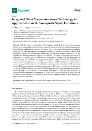 Integrated Giant Magnetoresistance Technology for Approachable Weak Biomagnetic Signal Detections