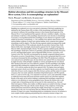 Habitat Alterations and Fish Assemblage Structure in the Missouri River System, USA: Is Ecomorphology an Explanation?